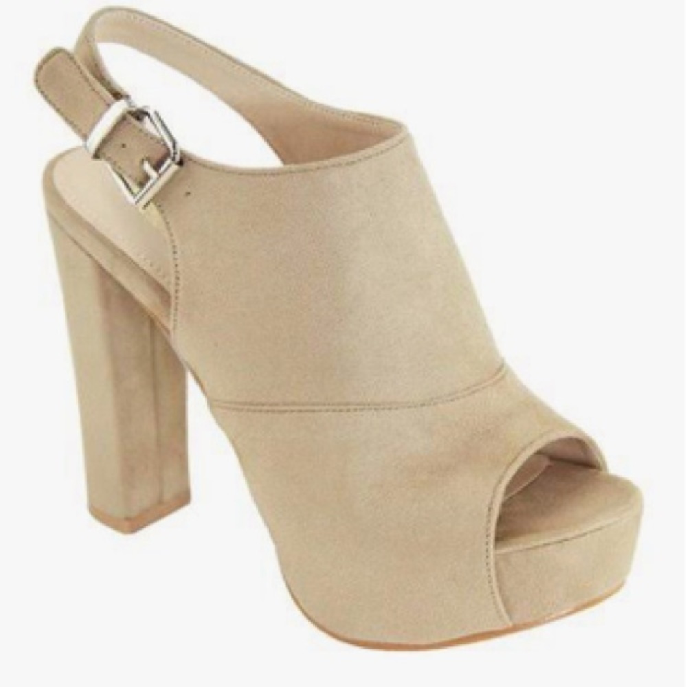 Bella Marie Taupe Skyview Slingback Peep Toe Heels Size 9